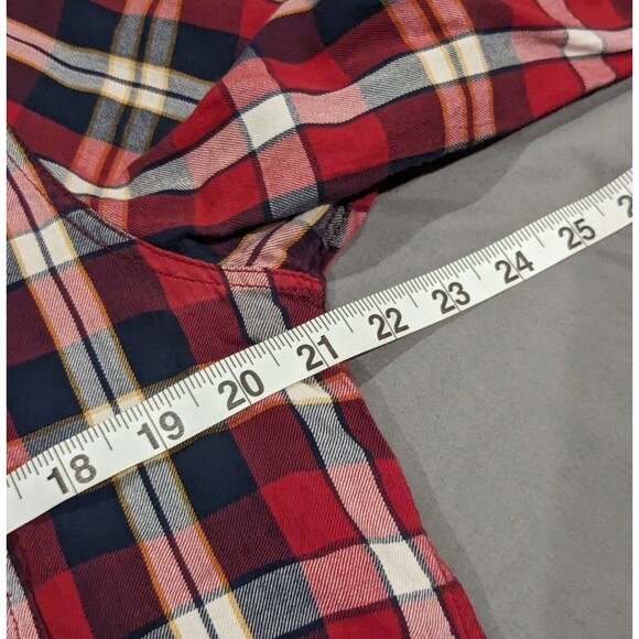 Gap Size Medium Plaid Shirt Mens Button Up Soft Cotton Red Blue Long Sleeve - Picture 4 of 5